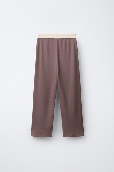 AGES 6-14 / WAFFLE KNIT PYJAMAS WITH EMBROIDERED TEXT - Aubergine by Zara - Image 4