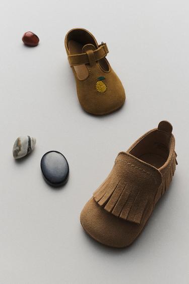 LEATHER T-BAR SHOES - Brown by Zara
