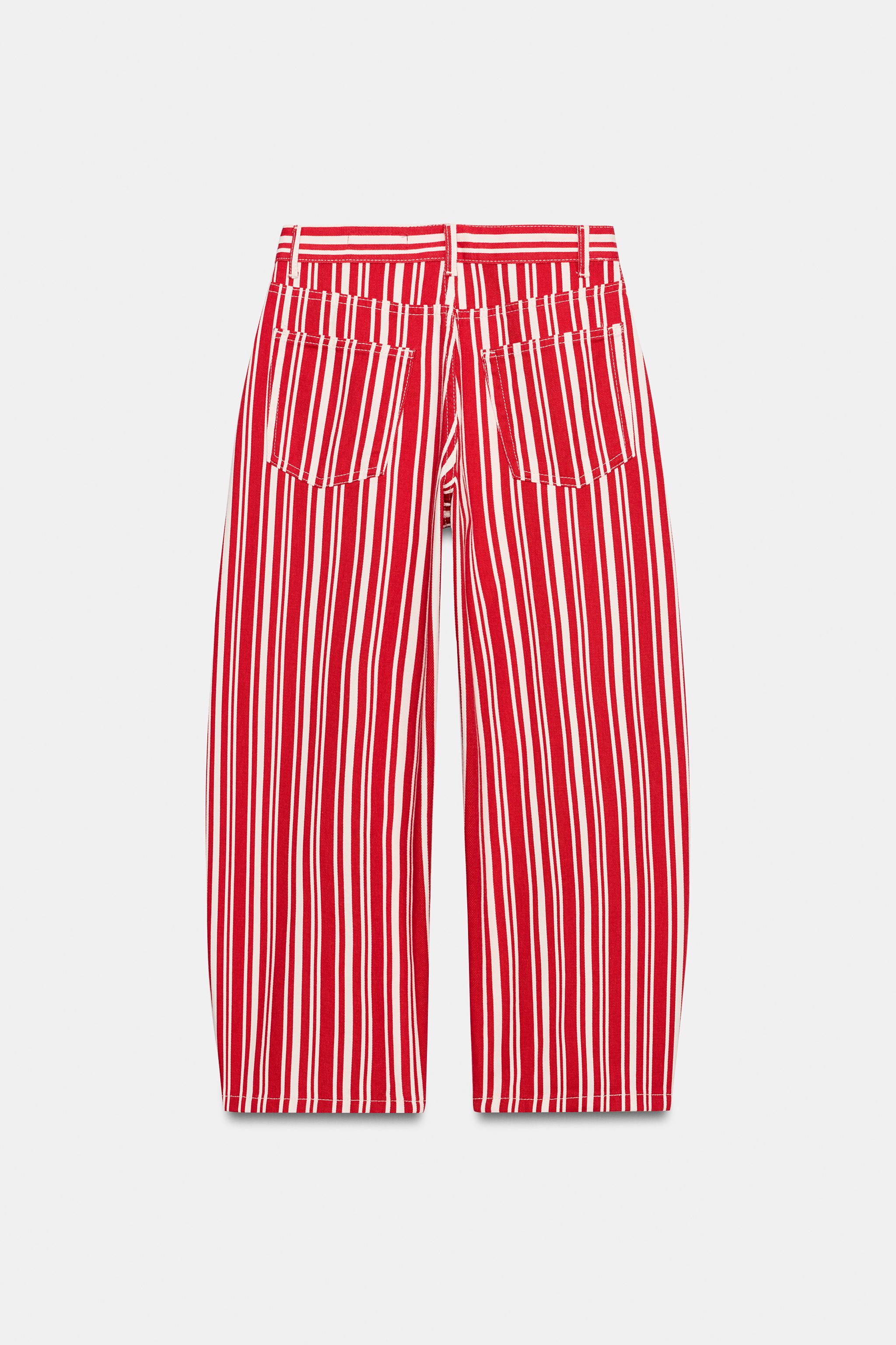ZW COLLECTION STRIPED MID-RISE BALLOON CAPRI JEANS