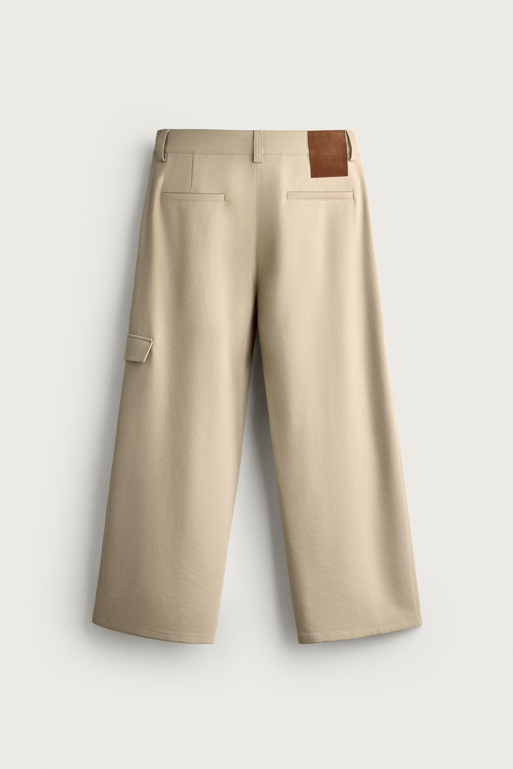 RELAXED FIT CARGO PANTS — taupe brown