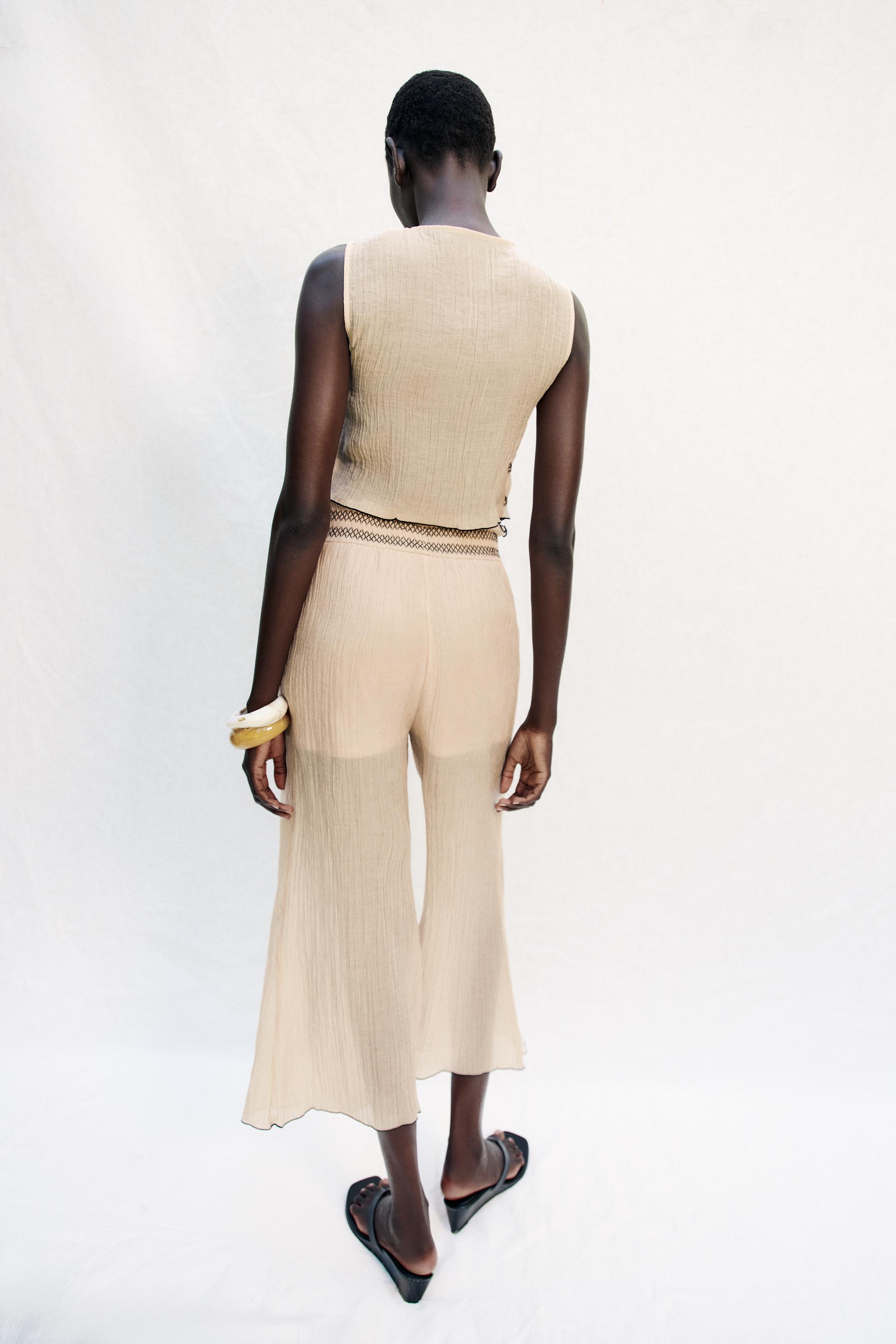 Женские брюки Zara CULOTTES WITH CONTRASTING SEAMS — фото 2