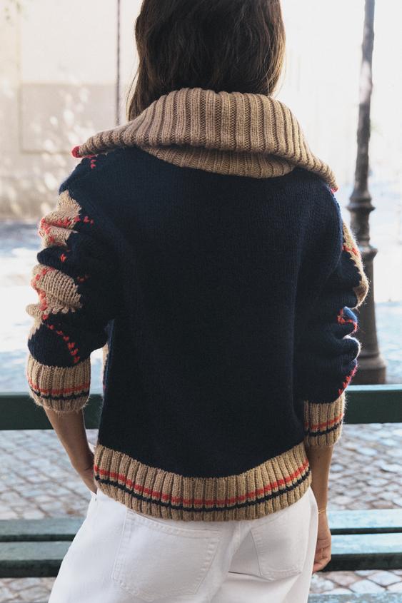 GILET EN MAILLE À LOSANGES - Multicolore de Zara - Image 2