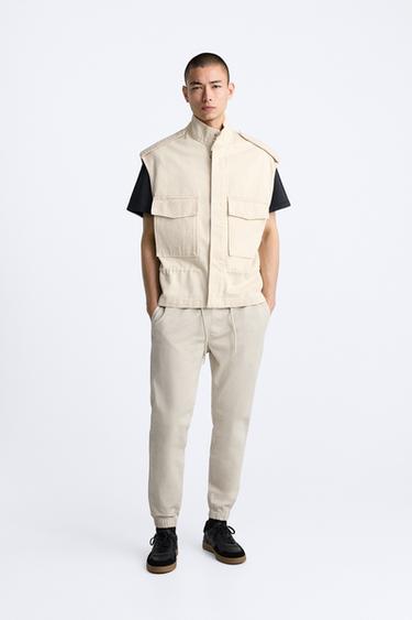 FADED JOGGER WAIST TROUSERS - Stone by Zara