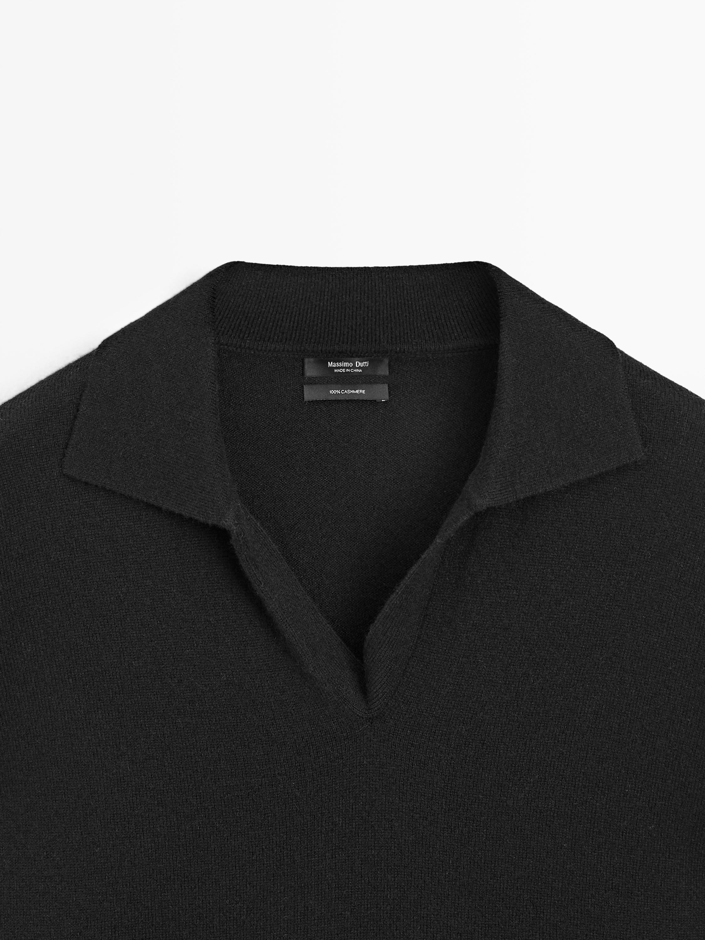 100% cashmere oversize polo collar sweater