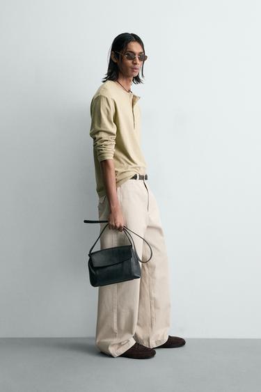 WIDE-LEG CHINO TROUSERS - Oyster-white by Zara - Image 3
