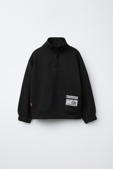 SWEATSHIRT MIT ETIKETTENAPPLIKATION - Schwarz von Zara