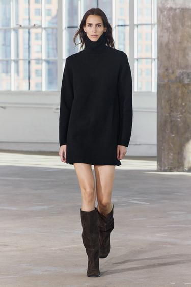 VESTIDO CORTO PUNTO LISO - Negro de Zara - Imagen 0