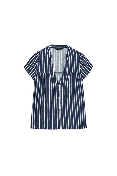STRIPED LINEN BLEND SHIRT