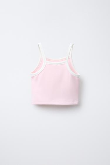 T-SHIRT À BRETELLES AVEC MODAL - Rose de Zara - Image 1