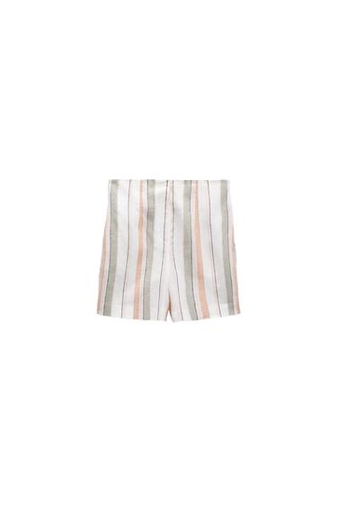LINEN BLEND STRIPED SHORTS