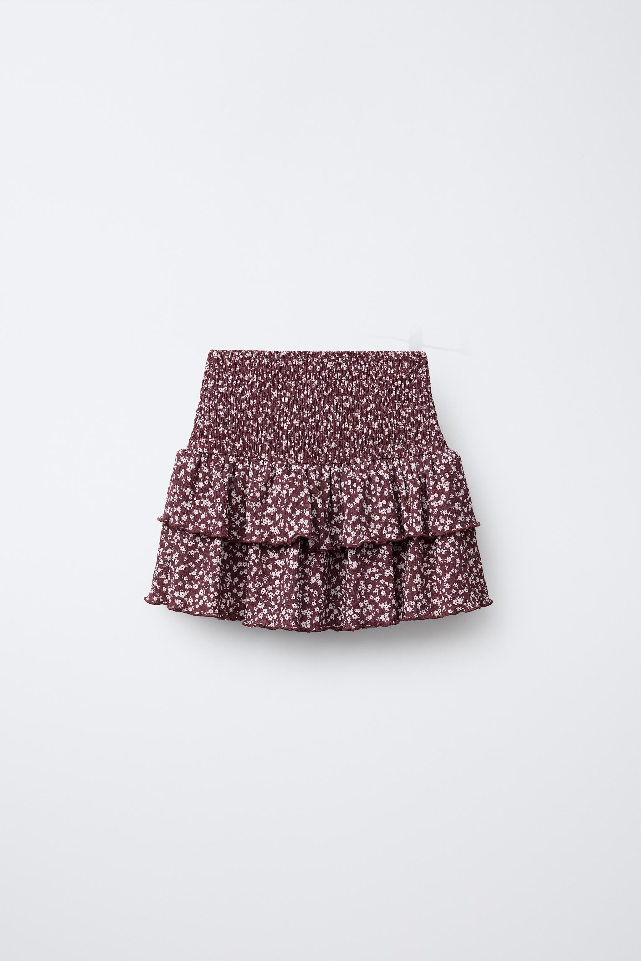 FLORAL COTTON GAUZE SKORT - Dark red | ZARA United States