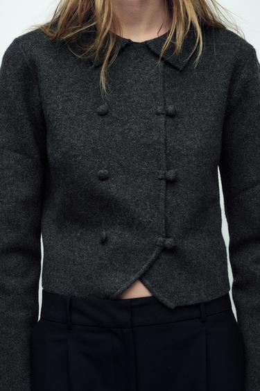 DOUBLE-BREASTED KNIT JACKET - Grey by Zara - Image 1