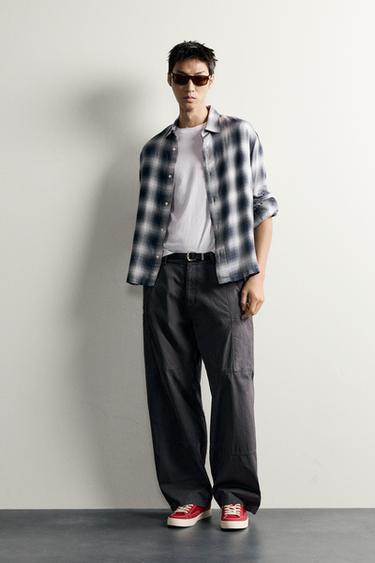 FLOWING CHECK SHIRT - blue/black by Zara