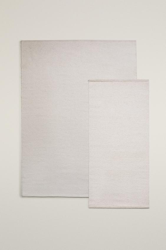 LIGHT-COLOURED WOOL RUG - Ecru by Zara - Image 0