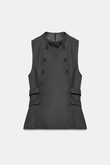 TOP BOTONES - Carbón de Zara - Imagen 0