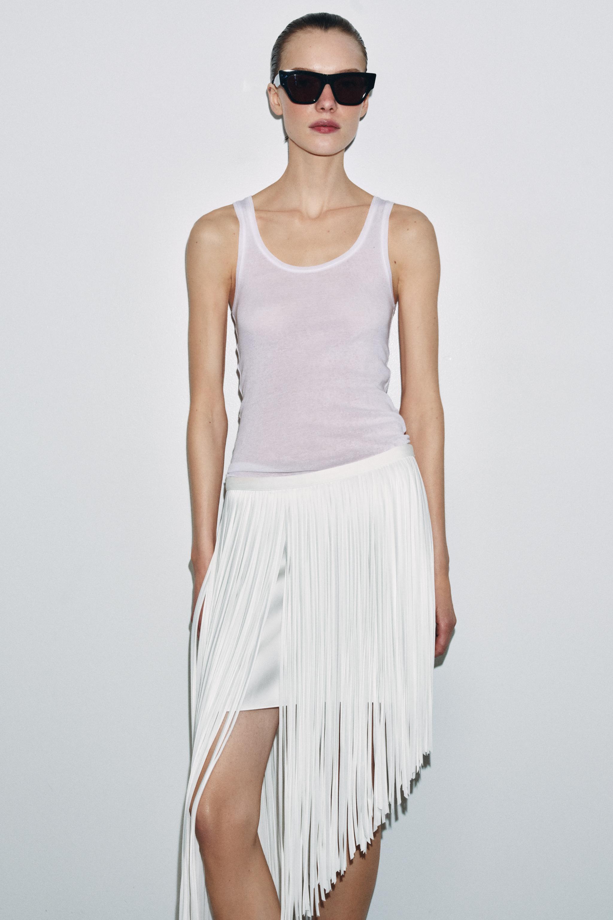 ZW COLLECTION ASYMMETRIC FRINGE SKIRT