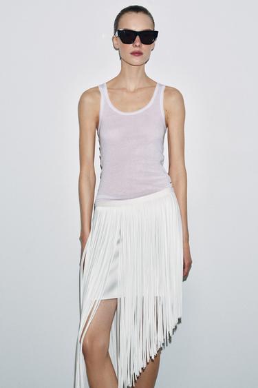 ZW COLLECTION SOCHQI KOMPONENTLI ASIMMETRIK YUBKA - Oq Zara tomonidan