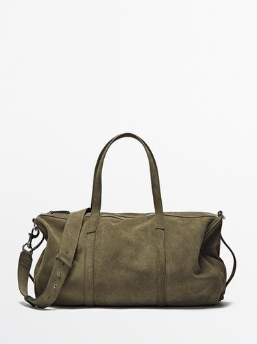 Bolso de viaje piel ante - Khaki de Zara