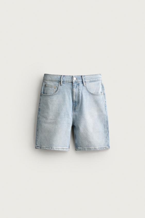 REGULAR FIT DENIM BERMUDA SHORTS - Light blue by Zara - Image 0