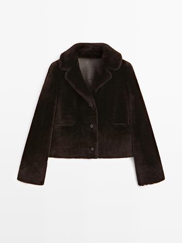 Zara Short 100% sheepskin mouton jacket - Brown - Image 0