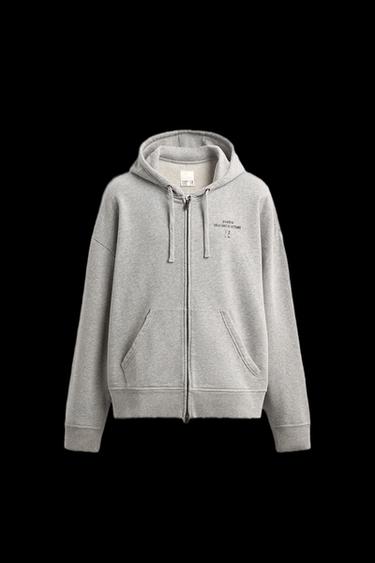 Zara HOODIE WITH ZIPPER X SR_A - Gray marl - Image 0