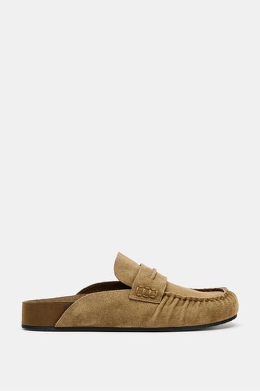 ZUECO DESTALONADO PIEL - Verde Oliva de Zara