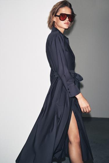 ZW COLLECTION POPLIN SHIRT DRESS - Navy blue by Zara - Image 3