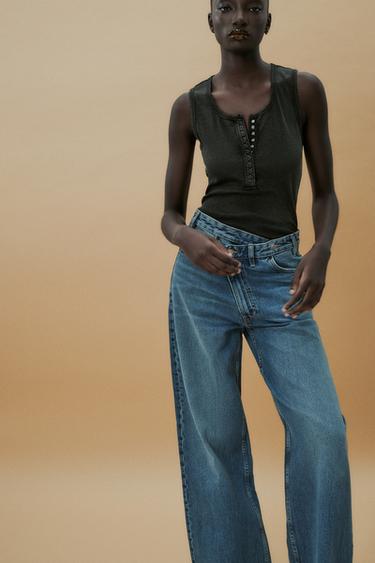 Zara WASHED RIB TOP - Black - Image 0