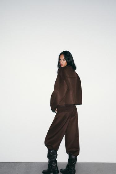 VESTE SOUPLE CROISÉE - Marron foncé de Zara - Image 4
