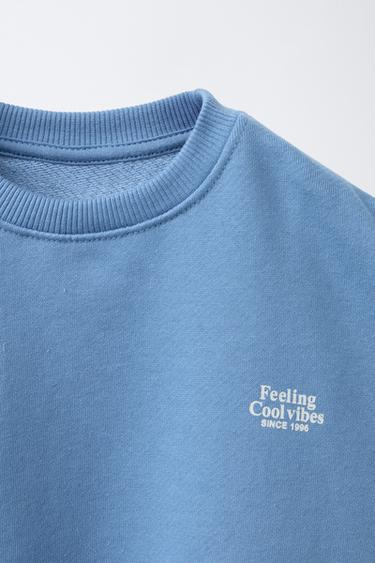 SWEAT BASIQUE À INSCRIPTION - Bleu clair de Zara - Image 2
