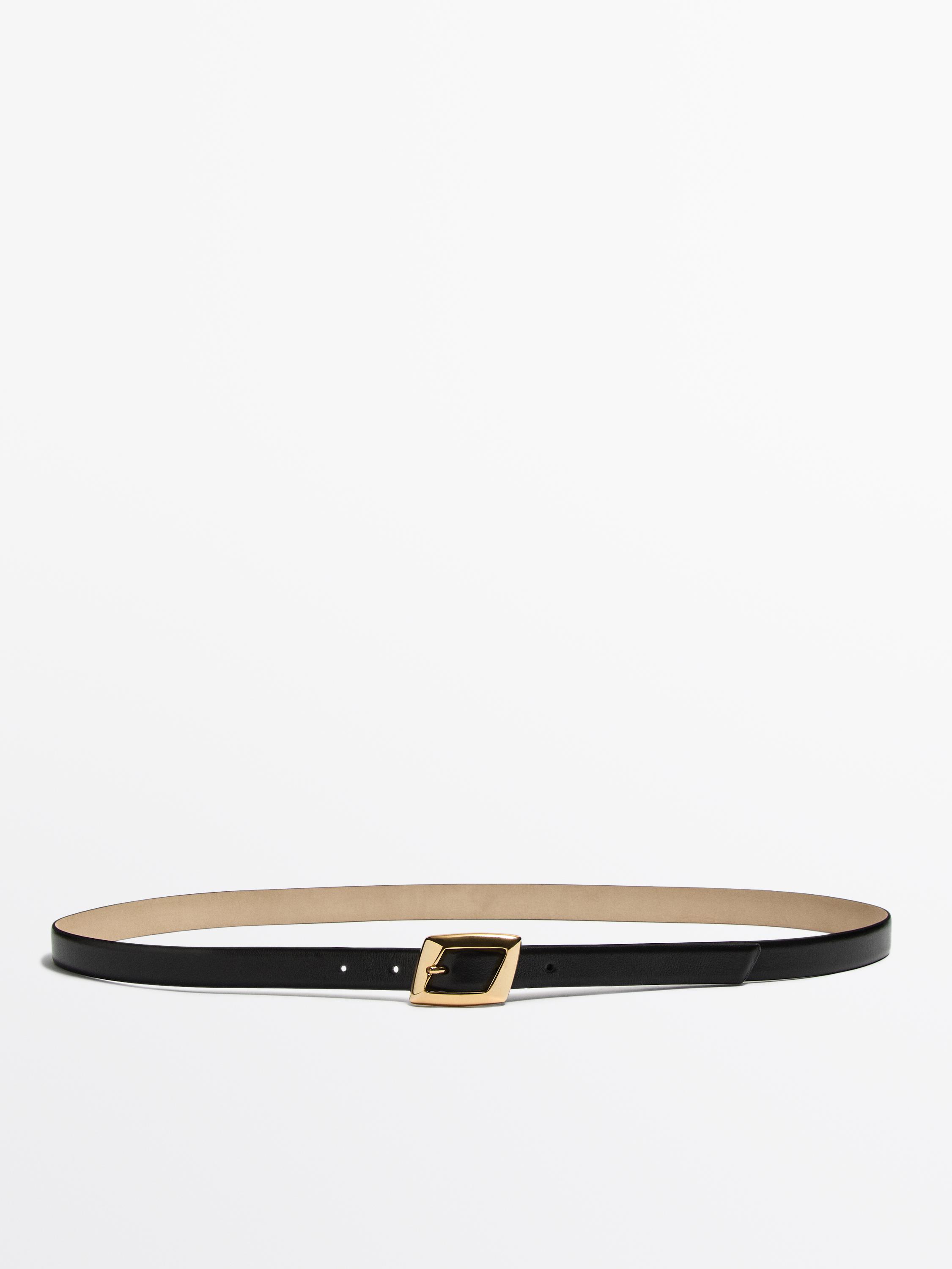 Wide belt with rectangular buckle - Studio - Black | ZARA Canada