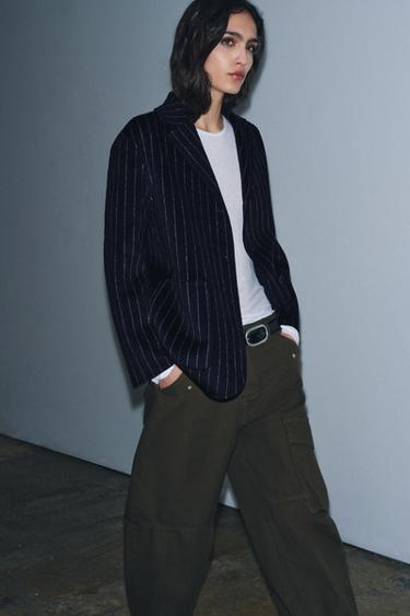 BLAZER AVEC LAINE ZW COLLECTION - rayures de Zara - Image 3