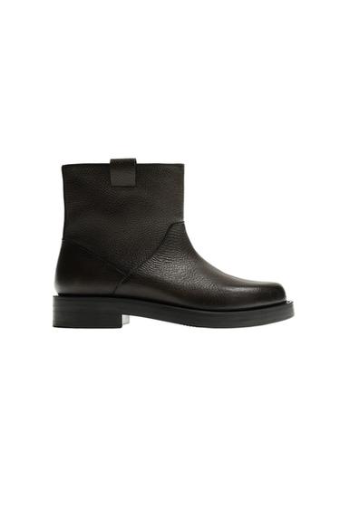 CHUNKY LEATHER BOOTS - Brown by Zara