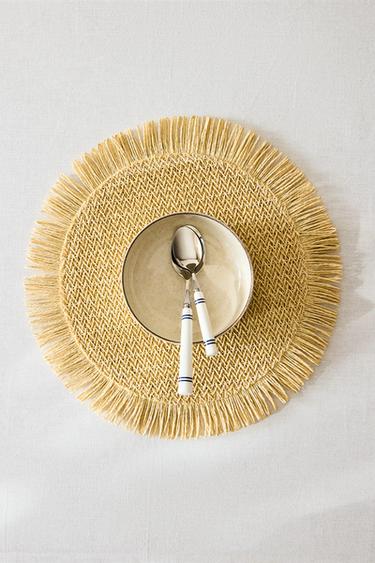 FRINGED PAPER PLACEMAT (PACK OF 2) - Light beige by Zara