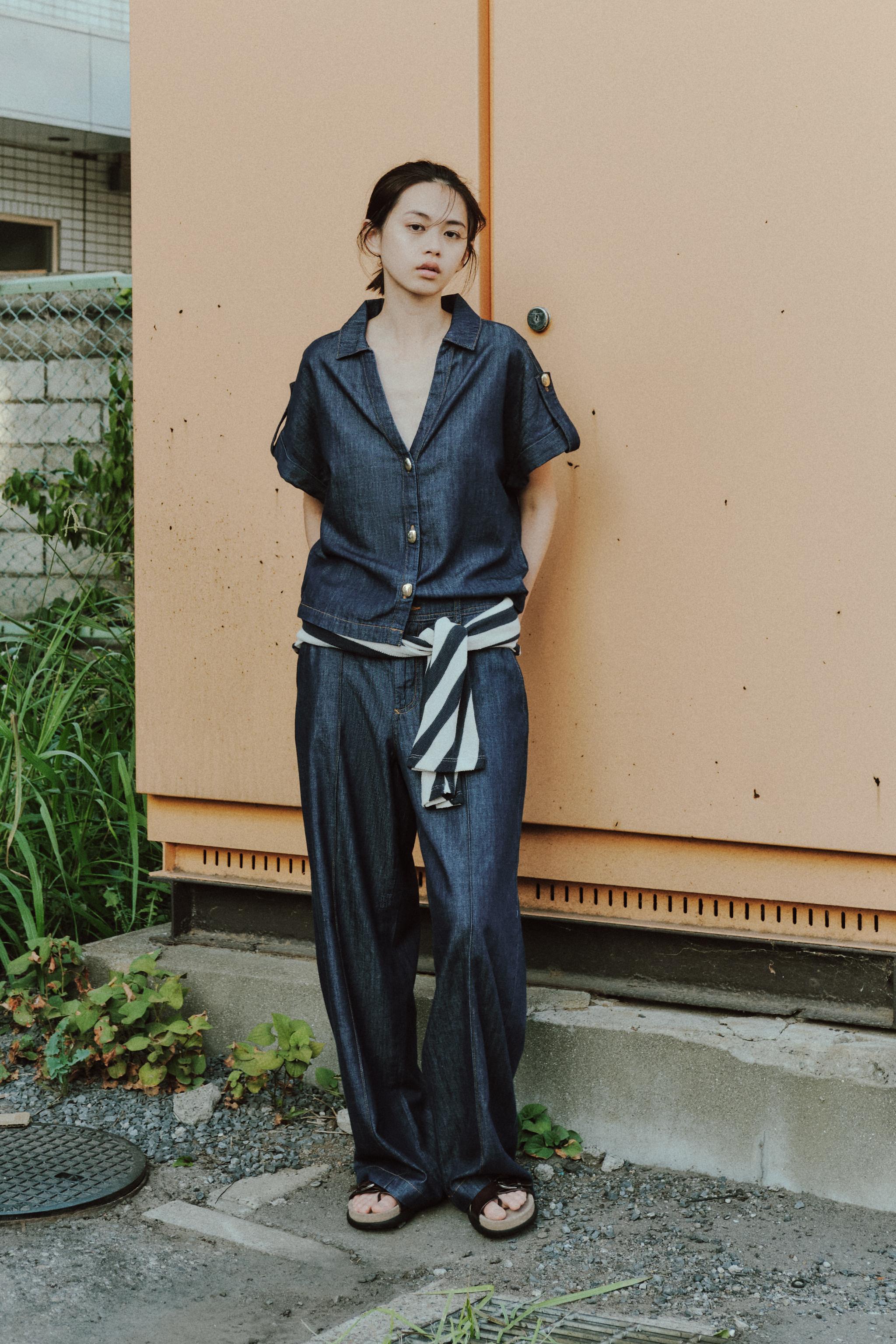 Z1975 ワイドレッグ プリーツ入りデニムパンツ - ブルー | ZARA