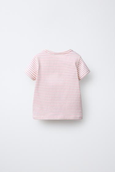 SOFT WOVEN STRIPE T-SHIRT - Pastel pink by Zara - Image 1