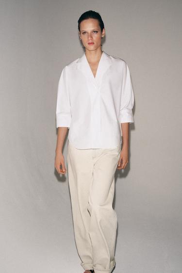 Zara V-NECK SHIRT ZW COLLECTION - White - Image 0