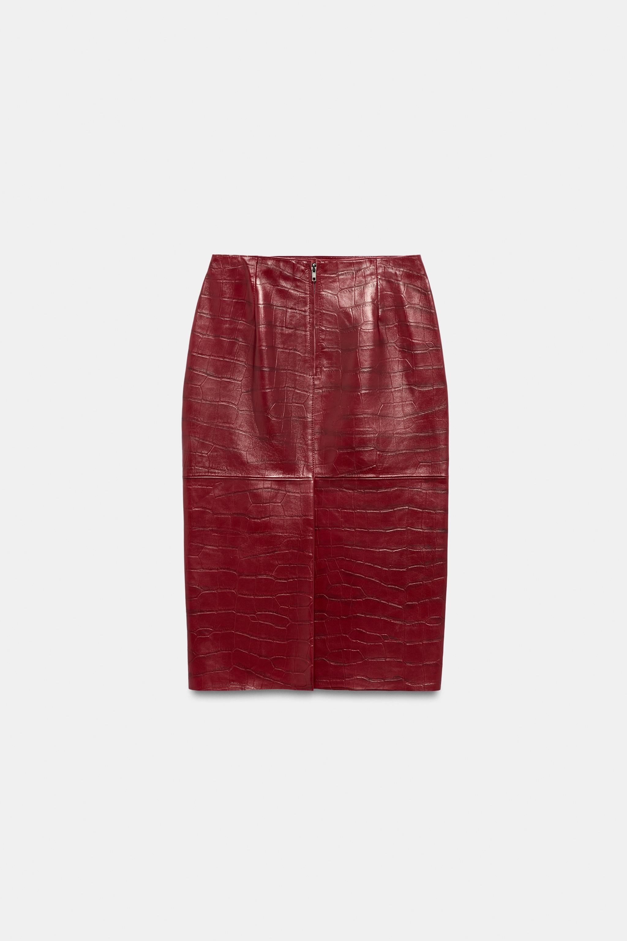 ZW COLLECTION 100% LEATHER MIDI SKIRT