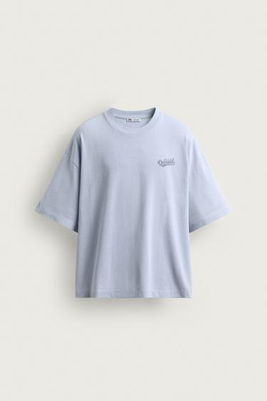 BOXY FIT T-SHIRT WITH CONTRAST PATCHES - Light blue by Zara
