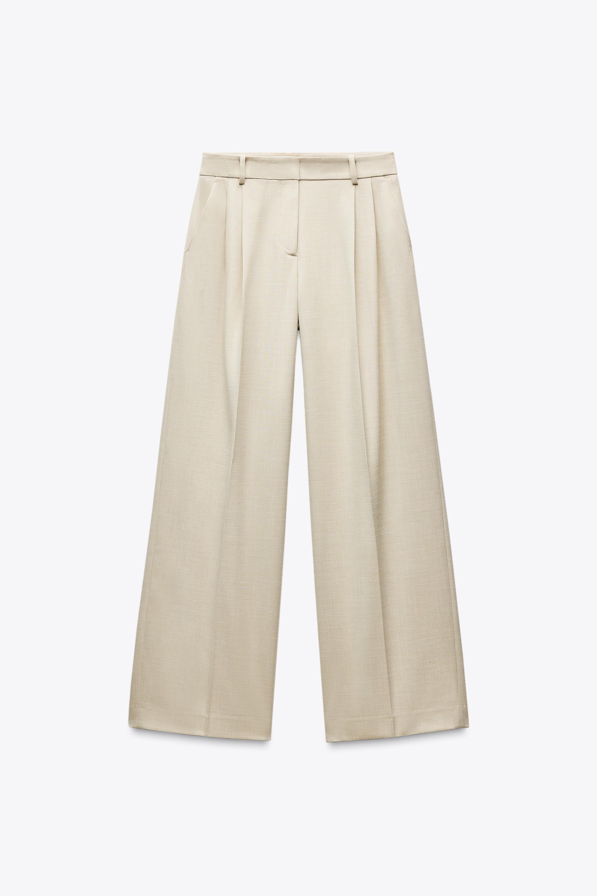 WIDE LEG PANTS WITH DARTS - Light beige | ZARA United States