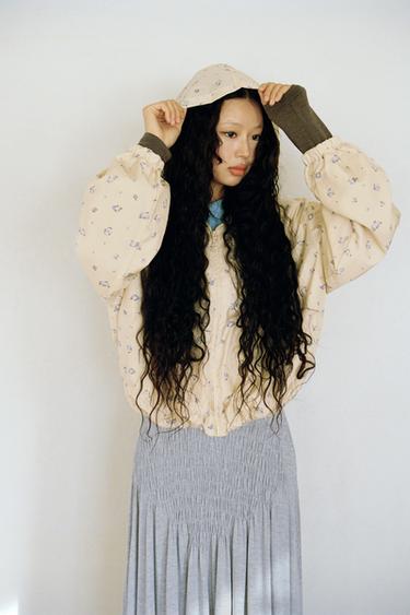 FLORAL PRINT JACKET - Pastel yellow by Zara