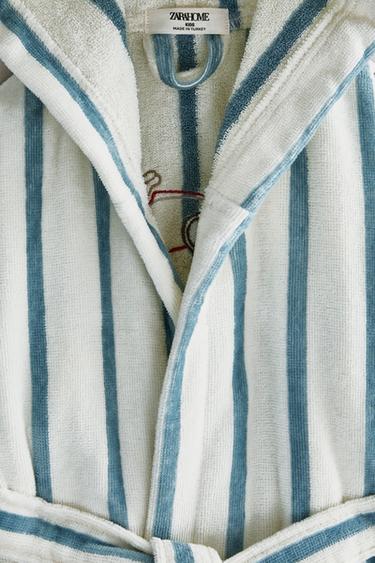 PEIGNOIR ENFANT RAYURES CHIEN DE COURSE - Bleu / Blanc de Zara - Image 4
