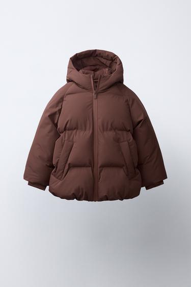 ABRIGO ACOLCHADO CAPUCHA WATER REPELLENT - teja oscuro de Zara