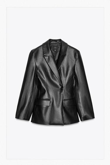 BLAZER DE POLIURETANO JUSTO - Preto da Zara