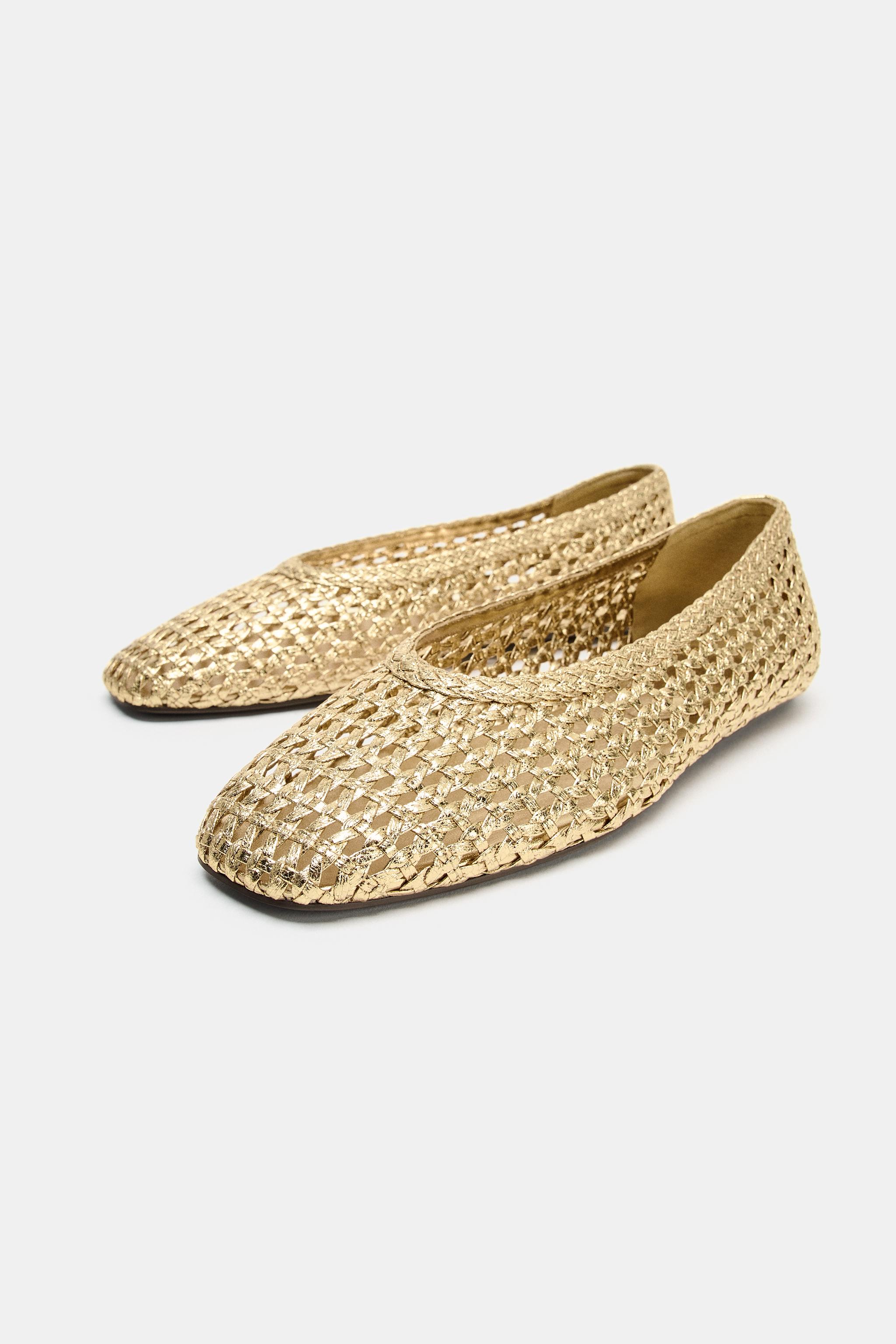 BALLERINES EFFET TRESSÉ MÉTALLISÉES