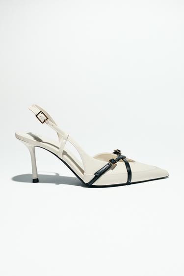SAPATO DE SALTO COM TIRAS E FIVELA - branco da Zara