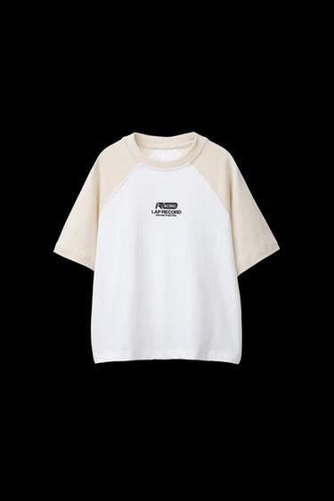 RAGLAN T-SHIRT WITH SLOGAN - Ecru by Zara - Image 0