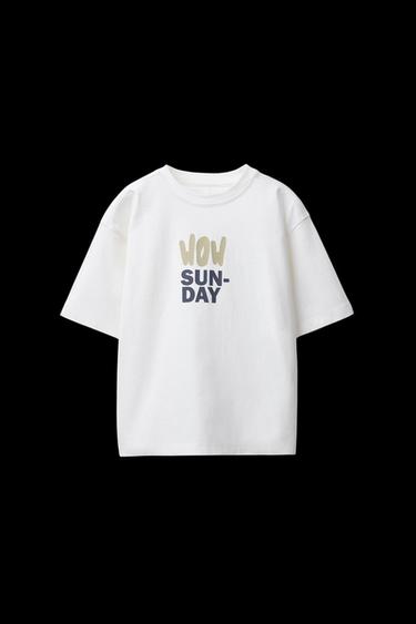 CAMISETA ESTAMPADO TEXTO - Crudo de Zara - Imagen 0