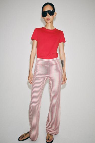 PANTALON À RAYURES ZW COLLECTION - Rouge / Blanc de Zara - Image 3