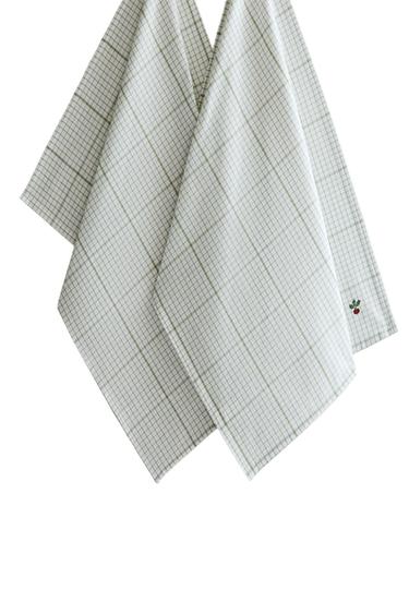 STRIPED TEA TOWEL PACK (PACK OF 2) - GREENISH by Zara